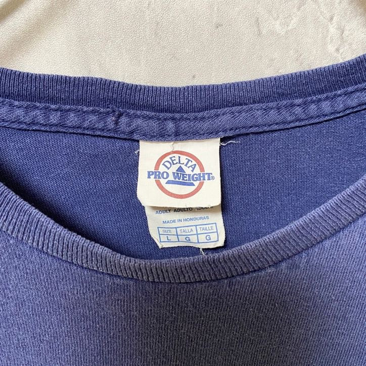 古着 used DELTA デルタ 半袖ロゴプリントTシャツ スポーティー NFL patriots ネイビー Lサイズ