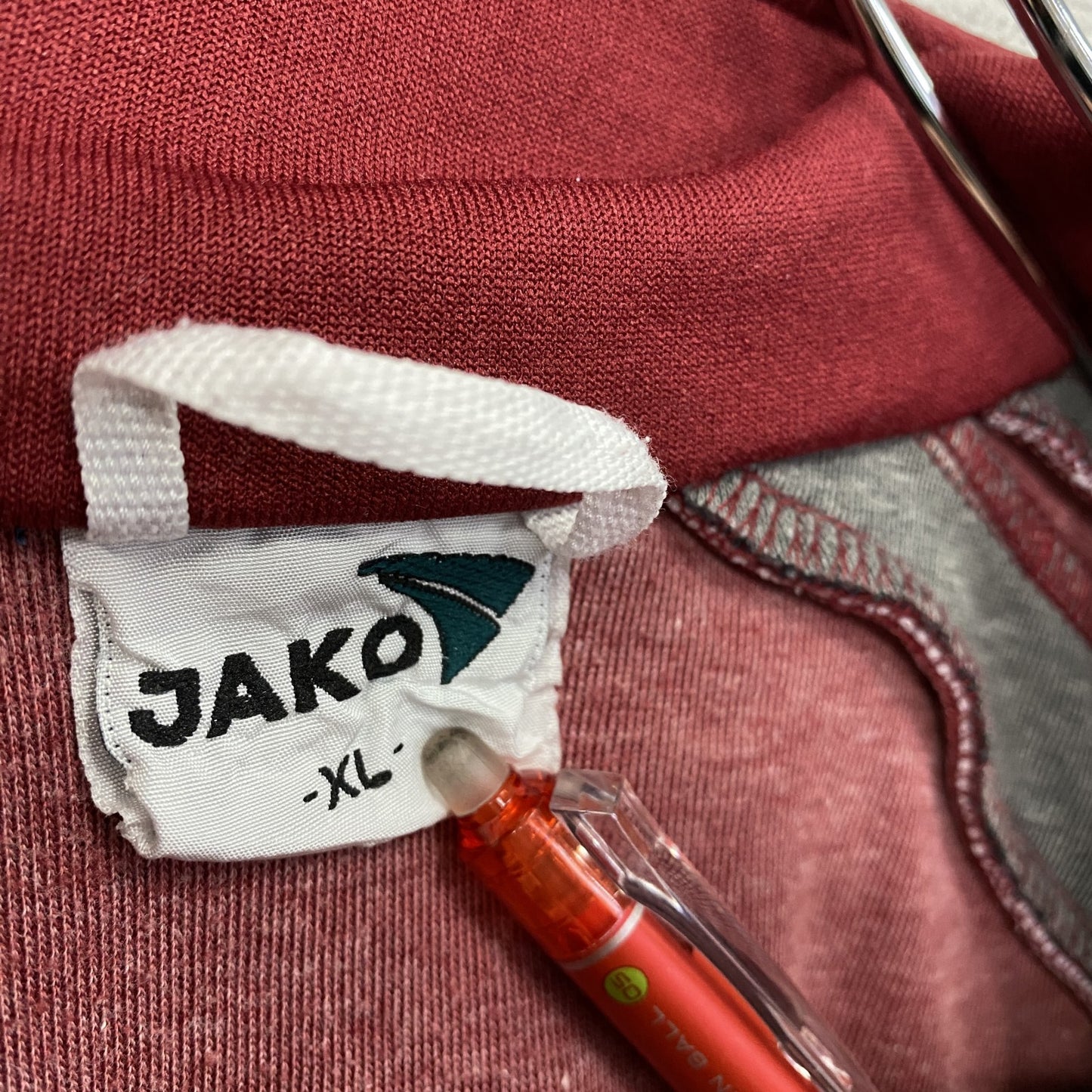 ~90s JAKO トラックジャケット/ジャージ フロッキープリント ヴィンテージ エンジ 黒 ブラック XLサイズ