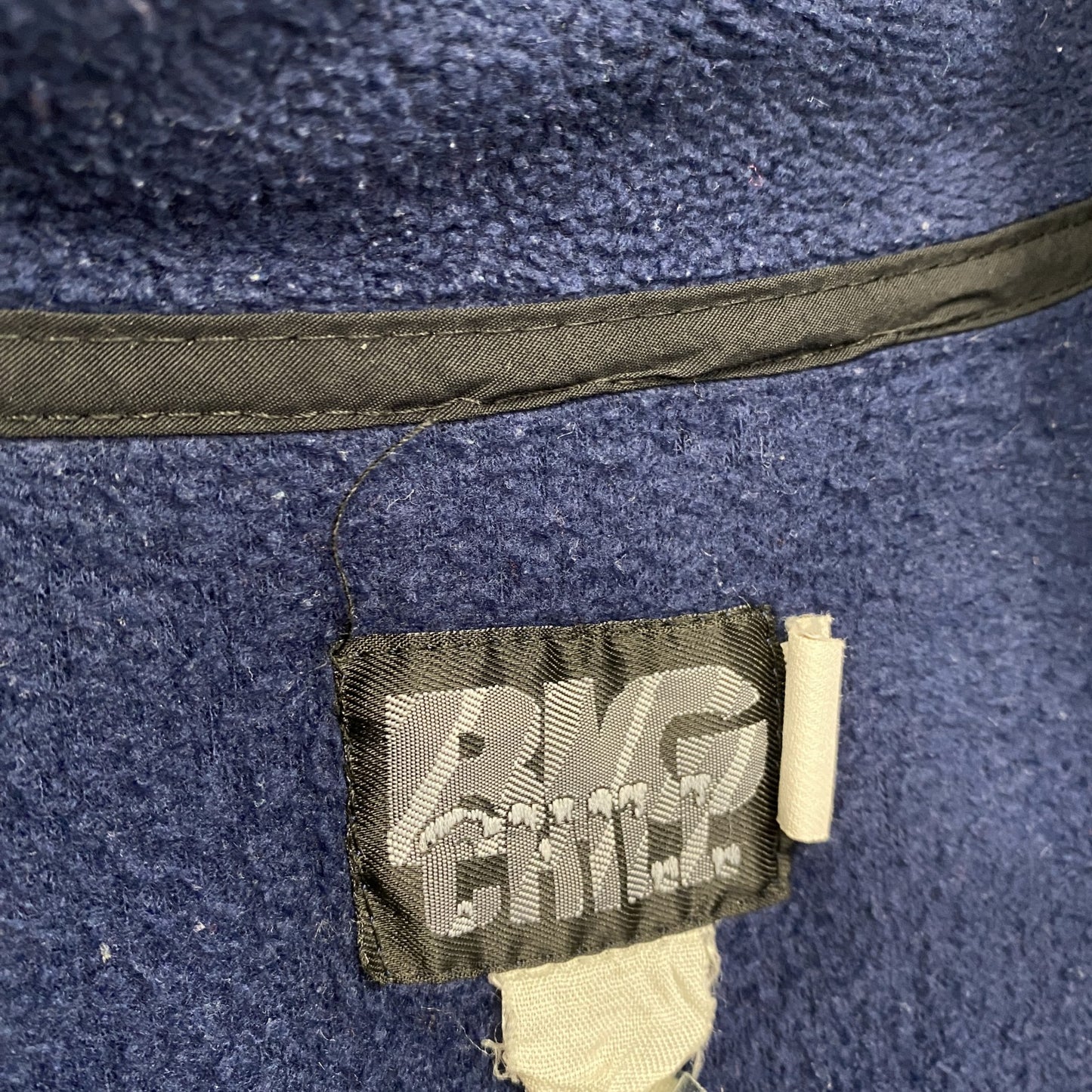 90s BIG CHILL フルジップフリースジャケット/ボアジャケット ヴィンテージ 総柄 紺 ネイビー