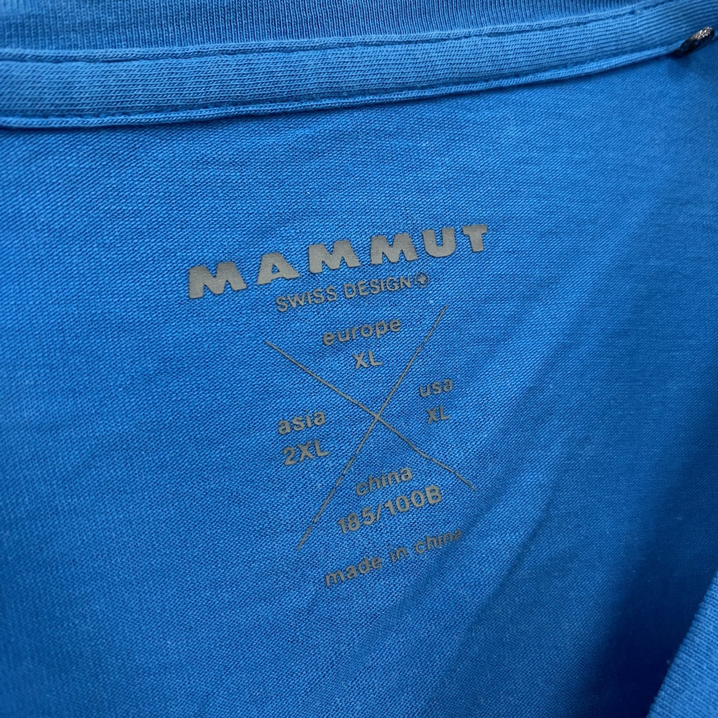 MAMMUT マムート 半袖プリントTシャツ デカロゴ 青 ブルー XLサイズ