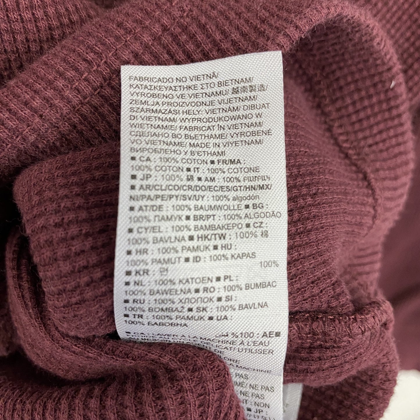 GAP ギャップ 長袖Tシャツ/ロンT ワッフル生地 デカロゴ ボルドー ワインレッド Lサイズ