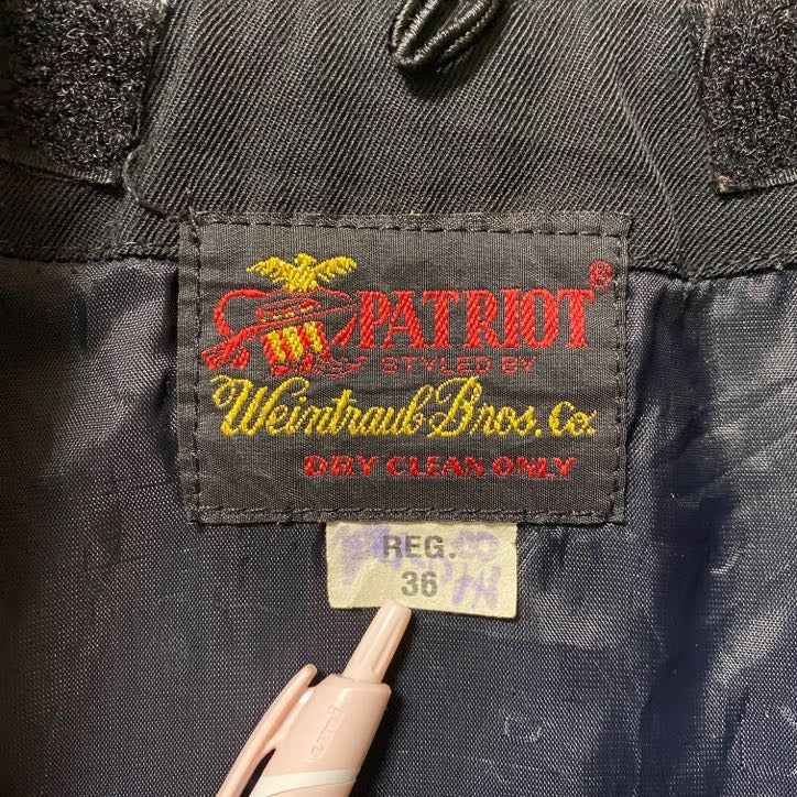 古着 used PATRIOT パトリオット 長袖ミリタリージャケット ブルゾン ワンポイントワッペン 黒 ブラック 秋冬服