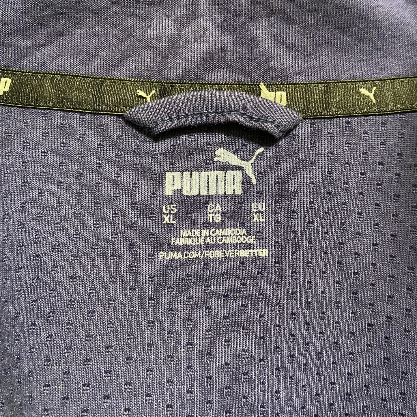 古着 used PUMA プーマ 長袖ワンポイントロゴラインフルジップジャージ スポーティー ネイビー XLサイズ