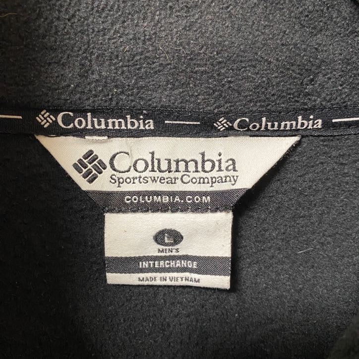 古着 used Columbia コロンビア 長袖フリースジャケット アウター ワンポイント刺繍 黒 秋冬服 Lサイズ
