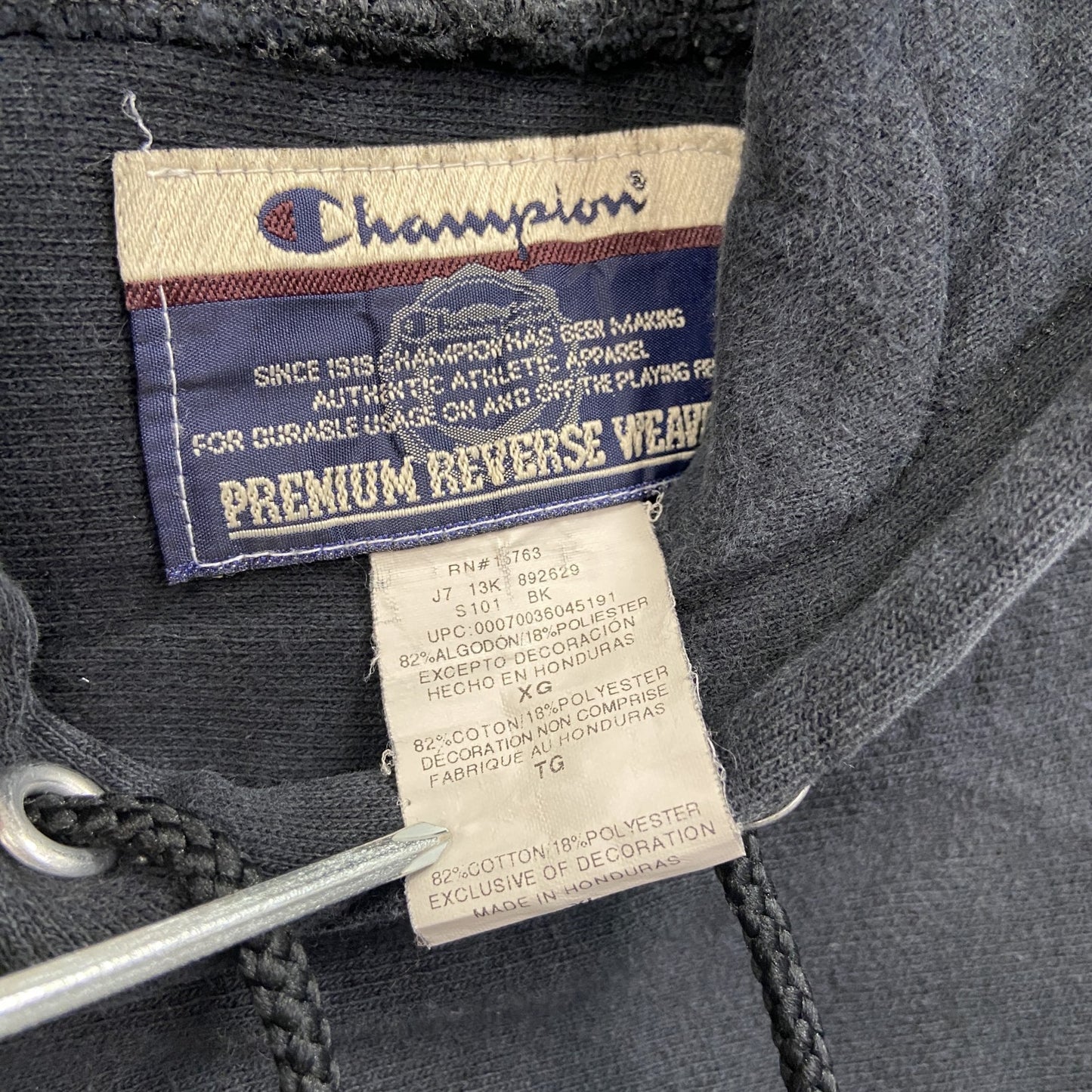 Champion チャンピオン プレミアムリバースウィーブ スウェットパーカー/フーディー フェード 黒 ブラック XLサイズ