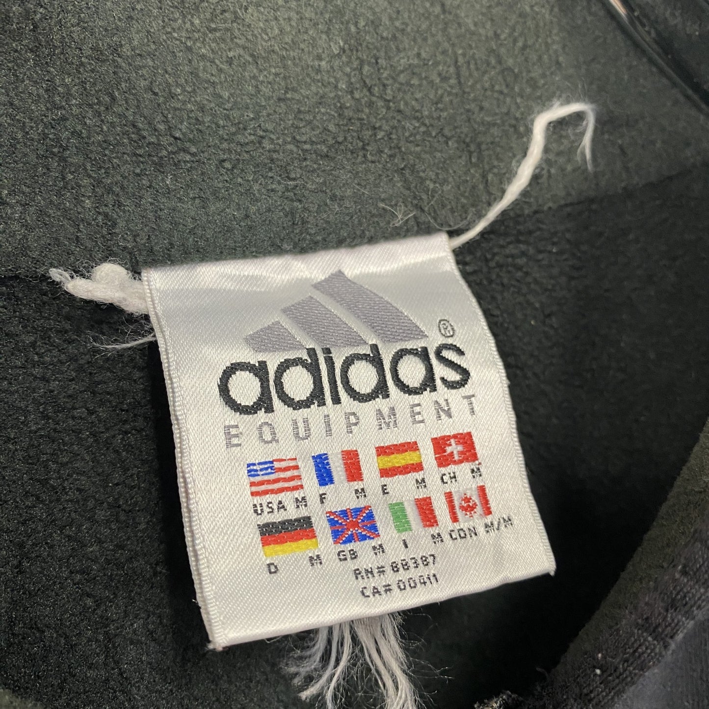 90s adidas EQUIPMENT アディダスイクイップメント フリースジャケット パフォーマンスロゴ ヴィンテージ 黒 ブラック Mサイズ