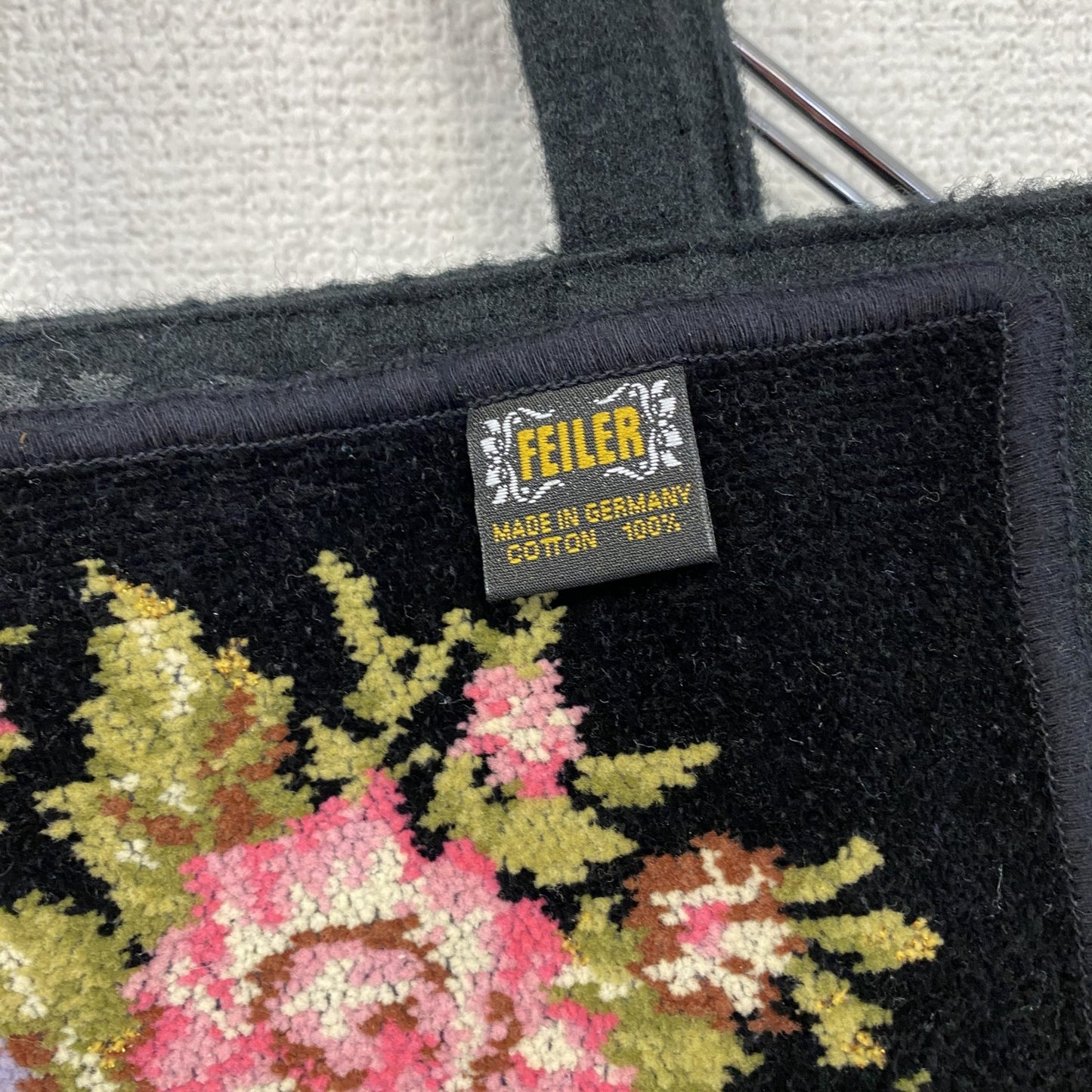 FEILER フェイラー ハンドバッグ 花柄 黒 ブラック