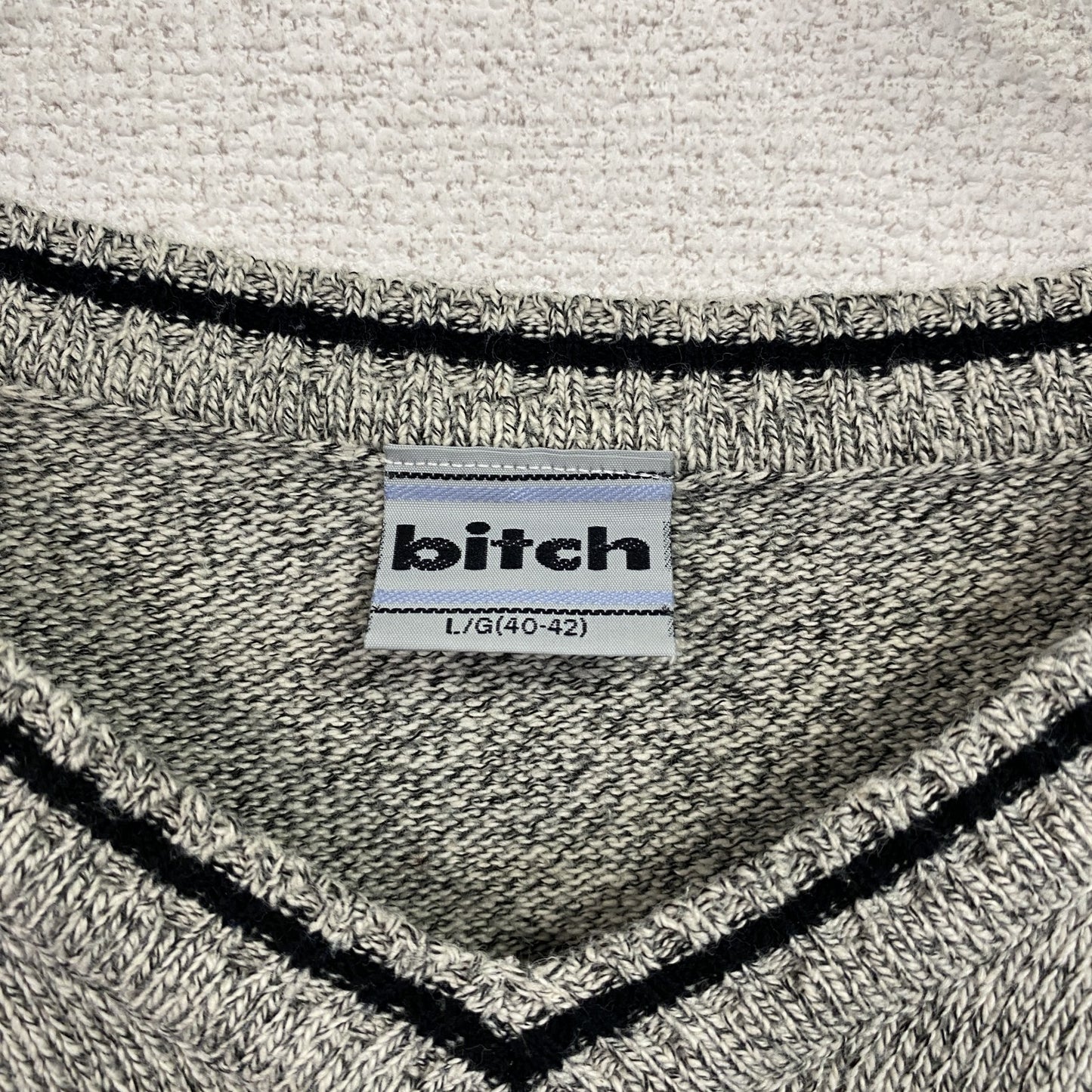 bitch ビッチ 半袖ニット Vネック 灰色 グレー Lサイズ