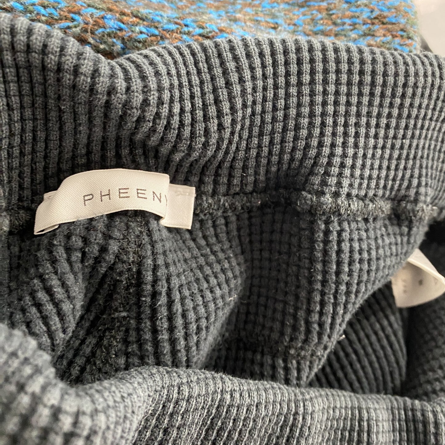 PHEENY フィーニー サイドスリットワッフルパンツ 黒 ブラック