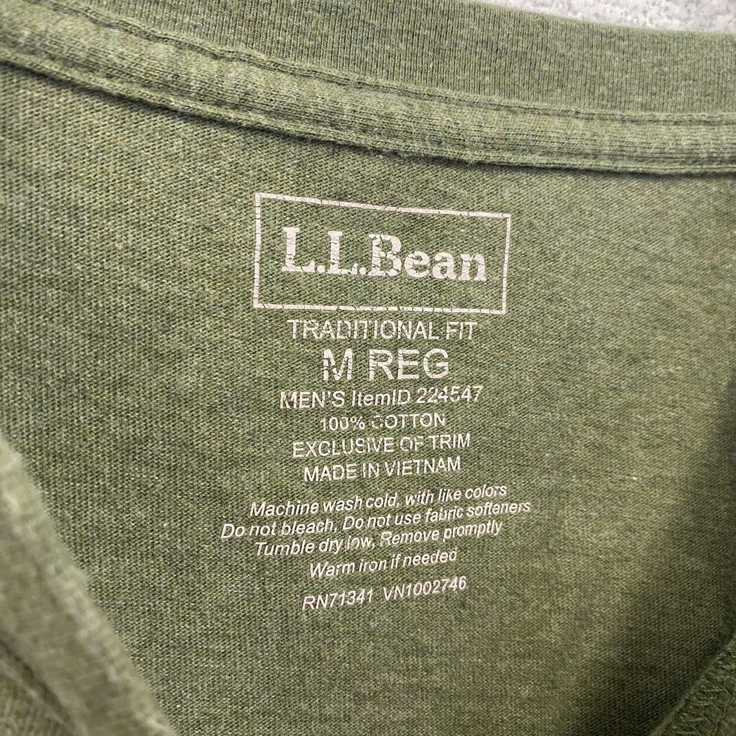 古着 used L.L.Bean エルエルビーン 半袖プリントTシャツ カジュアルデザイン ノームコア クルーネック 緑 Mサイズ