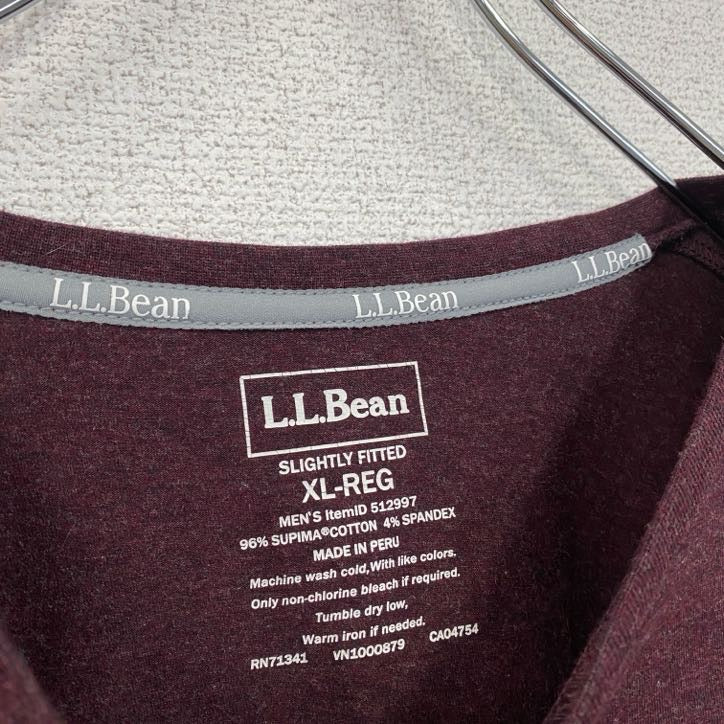 古着 used L.L.Bean エルエルビーン 長袖無地Tシャツ ロンT シンプル クルーネック 紅 ワインレッド XLサイズ