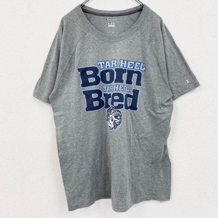 【F354】CHAMPS半袖プリントTシャツ【L】グレー 00年代 Champion チャンピオン 半袖Ｔシャツ カレッジ グレー (メンズ