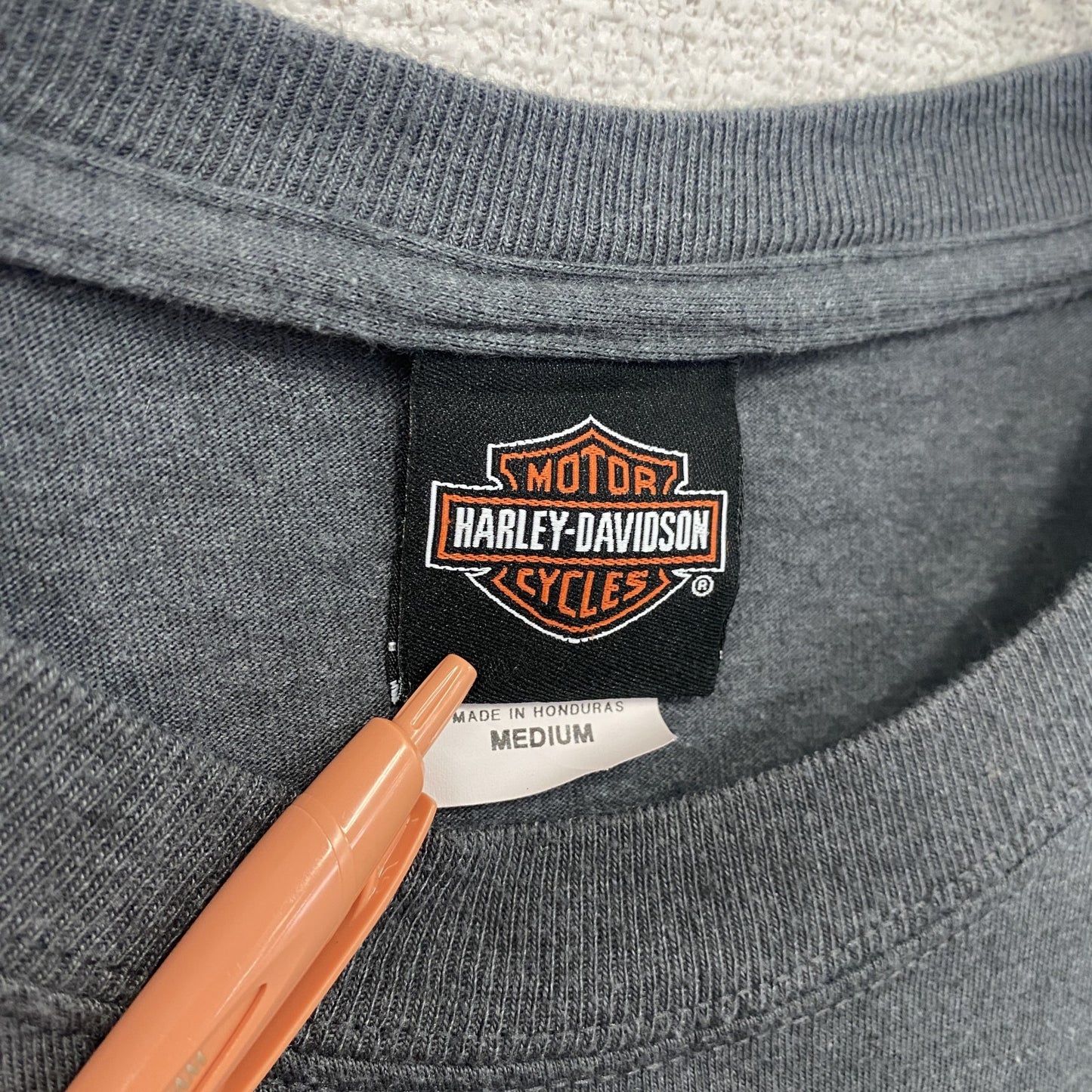 HARLEY DAVIDSON ハーレーダビッドソン 長袖プリントTシャツ 灰色 グレー Mサイズ