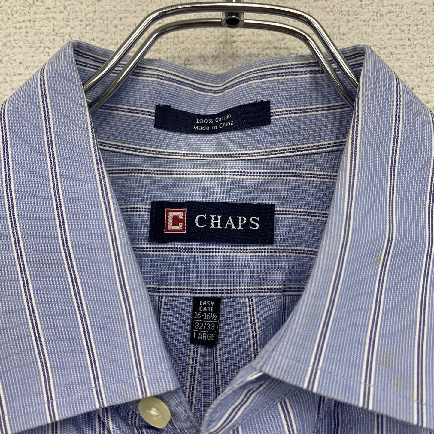 CHAPS チャップス Ralph Lauren ラルフローレン 長袖シャツ ストライプ 水色 ライトブルー Lサイズ