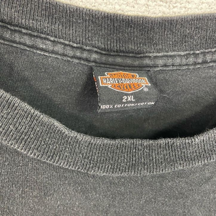 HARLEY DAVIDSON ハーレーダビッドソン 半袖プリントTシャツ USA製 黒 ブラック 2XLサイズ