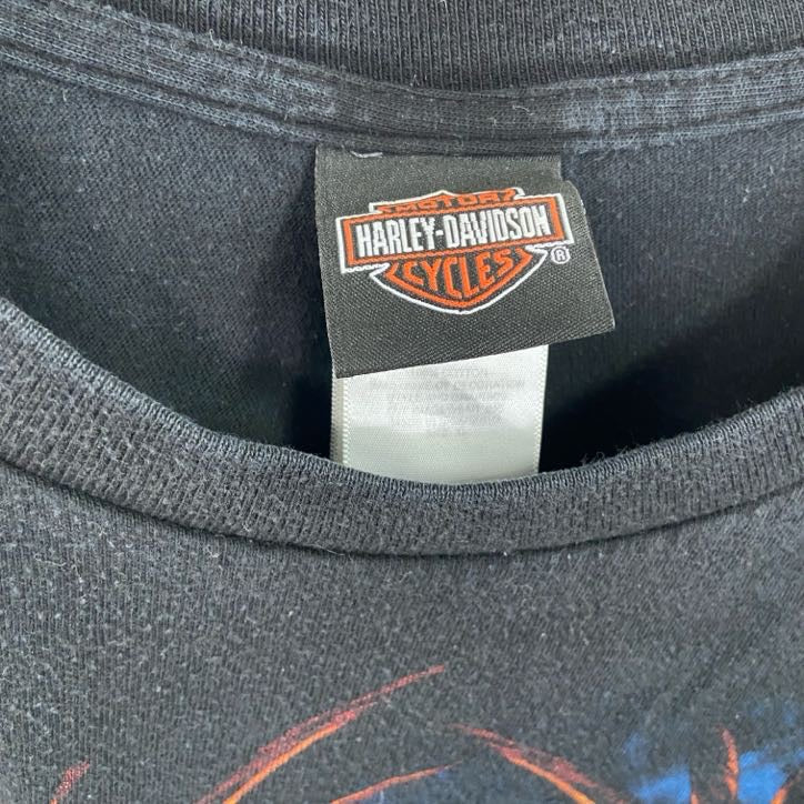 HARLEY DAVIDSON ハーレーダビッドソン 半袖プリントTシャツ ドクロ スカル 黒 ブラック