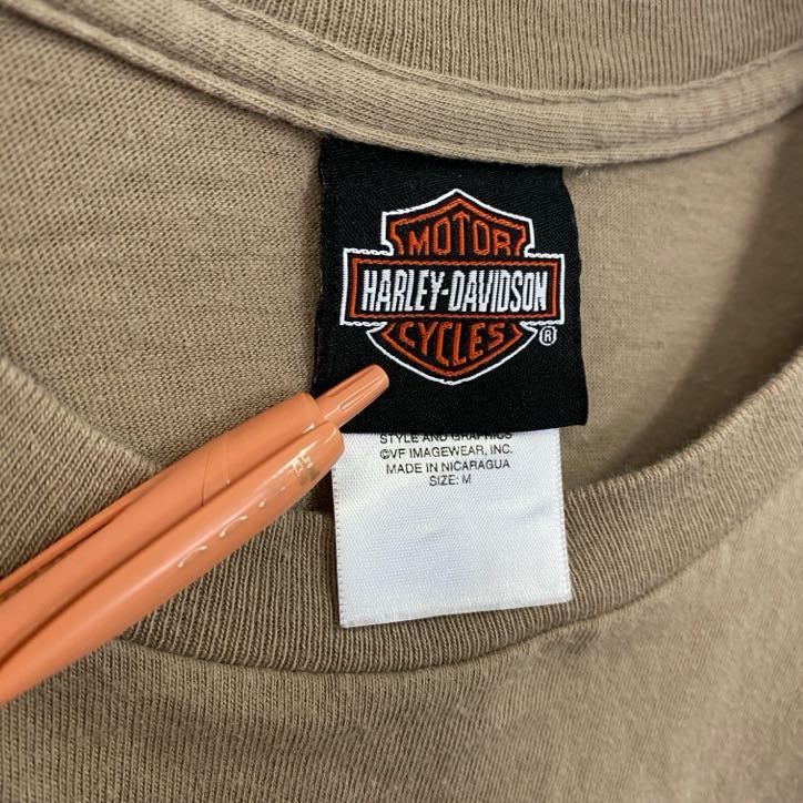 HARLEY DAVIDSON ハーレーダビッドソン 半袖プリントTシャツ 茶色 ブラウン Mサイズ