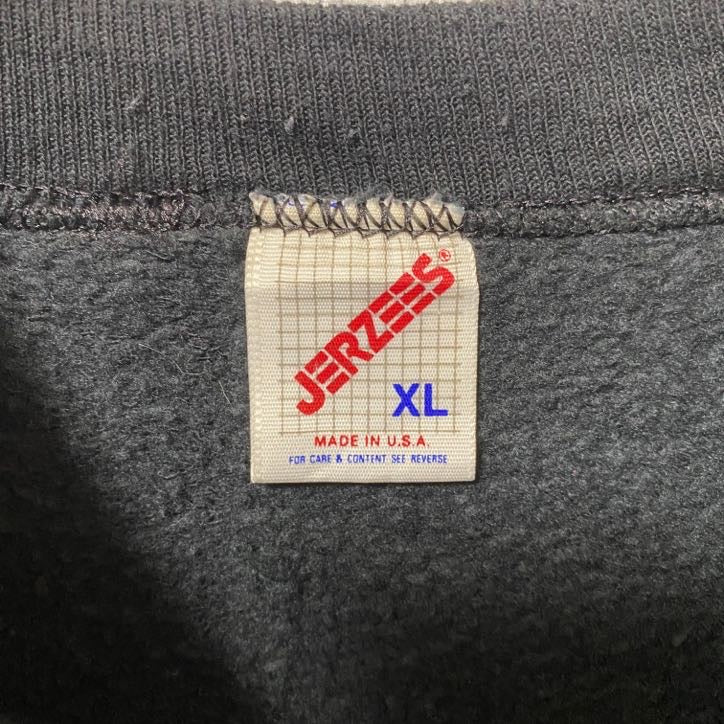 古着 used JERZEES ジャージーズ 長袖ラグランスリーブ無地スウェット トレーナー 90s ノームコア 黒 XLサイズ