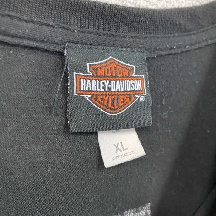 HARLEY DAVIDSON ハーレーダビッドソン 半袖プリントTシャツ 黒 ブラック XLサイズ
