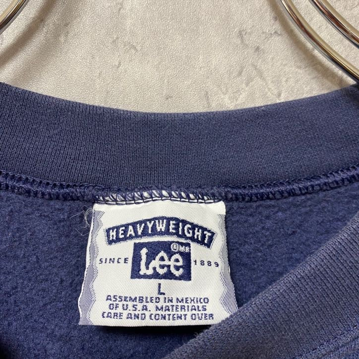 古着 used 90s 90年代 Lee リー 長袖カレッジ刺繍スウェット トレーナー ネイビー 紺 ヴィンテージ Lサイズ
