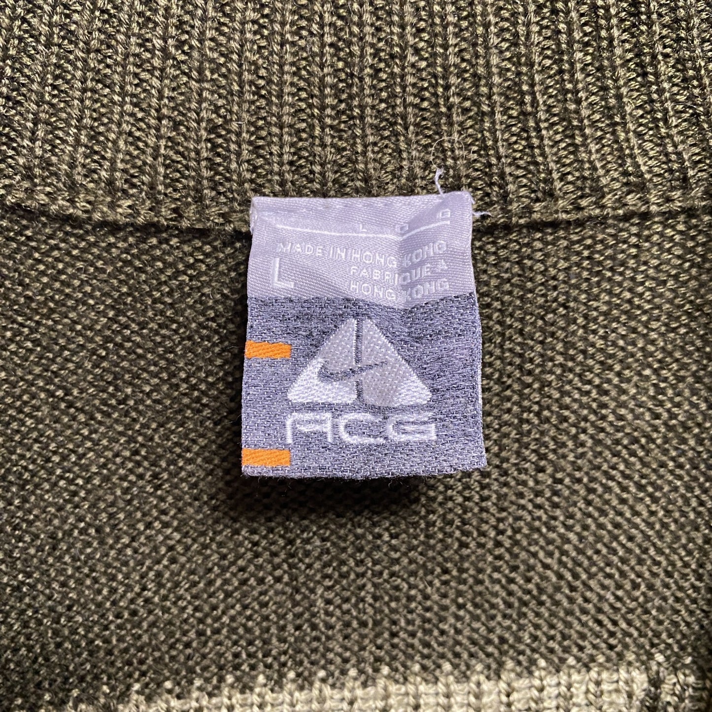 古着 used NIKE ACG ナイキエーシージー 長袖ニットジップブルゾン セータージャケット ヴィンテージ カーキ Lサイズ