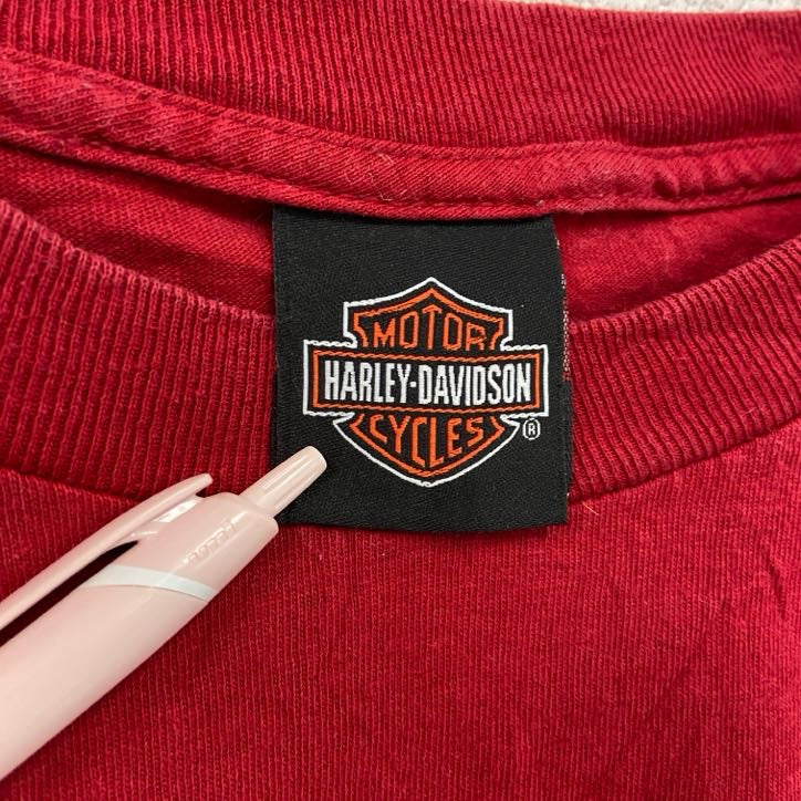 古着 used HARLEY DAVIDSON ハーレーダビッドソン 半袖両面プリントTシャツ 赤 レッド 2XLサイズ
