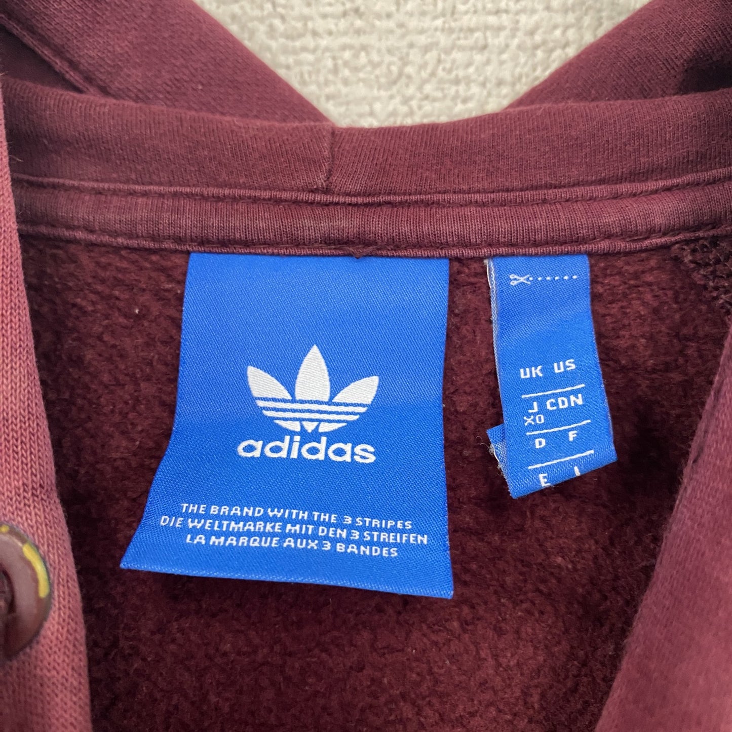 adidas アディダス スウェットパーカー/フーディー ラグランスリーブ デカロゴ ボルドー XOサイズ