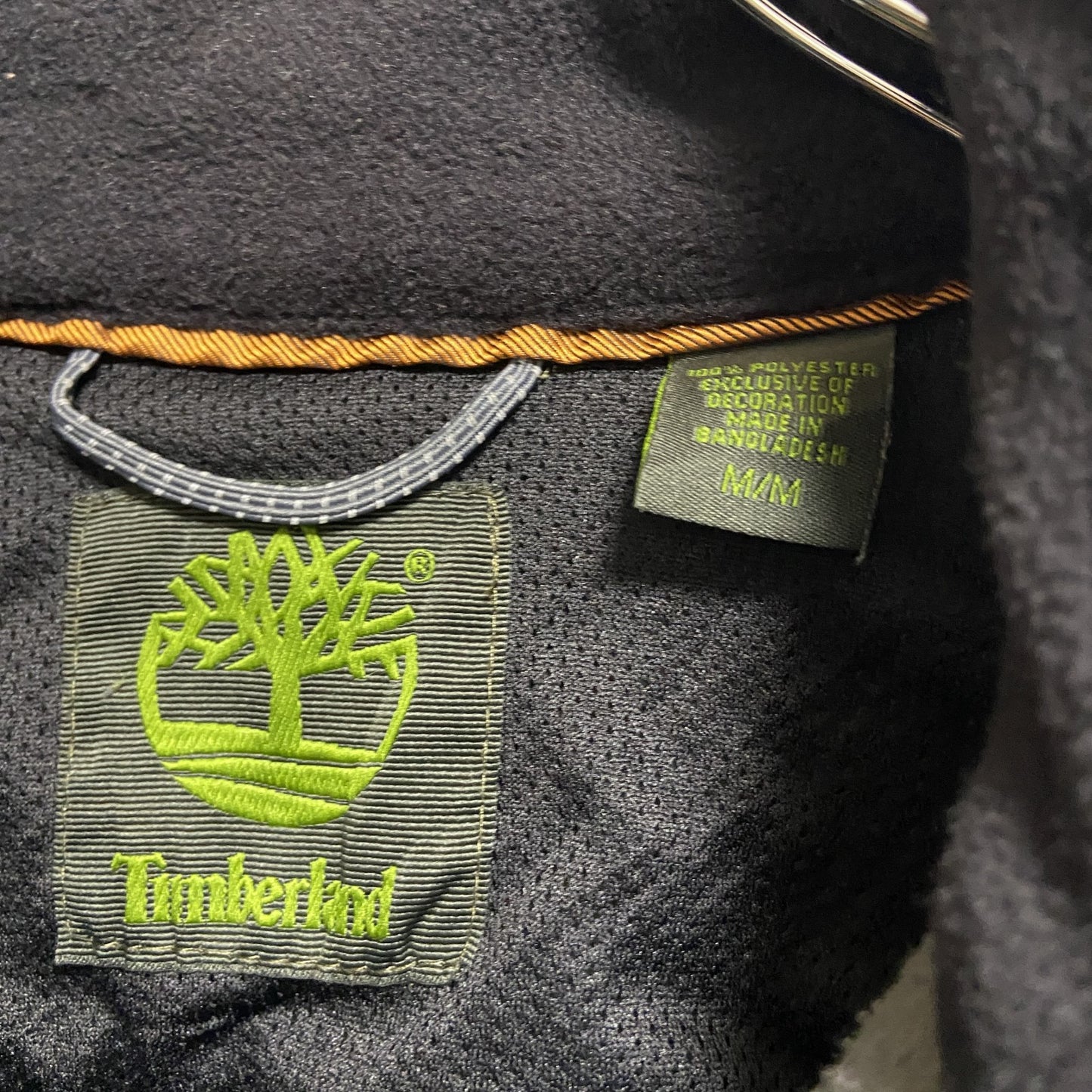 古着 used ティンバーランド 長袖フルジップフリースジャケット グレー 90s ワンポイント刺繡ロゴ Mサイズ