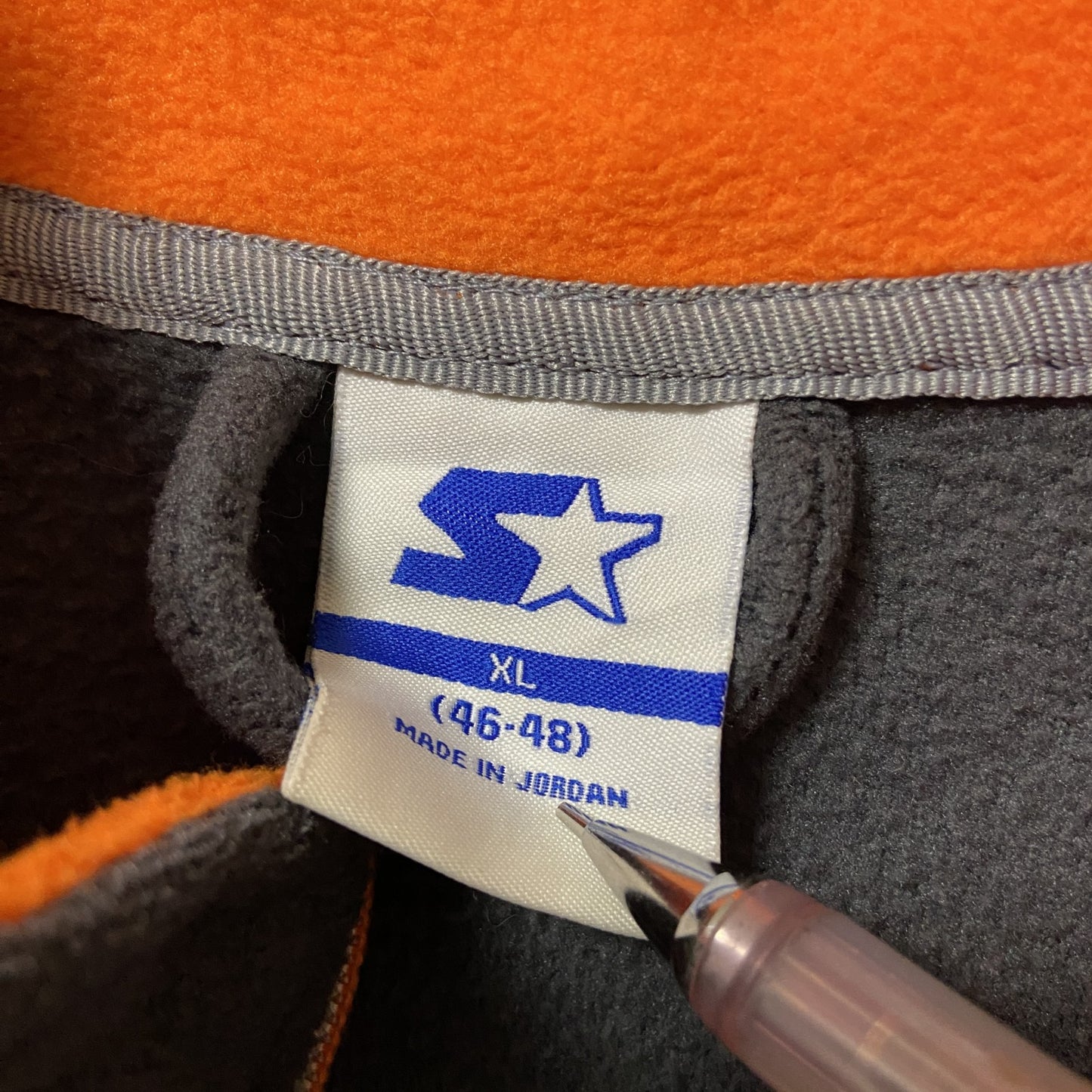 古着 used STARTER スターター 長袖フルジップフリースジャケット ハイネック ワンポイントロゴ刺繡 グレー XLサイズ