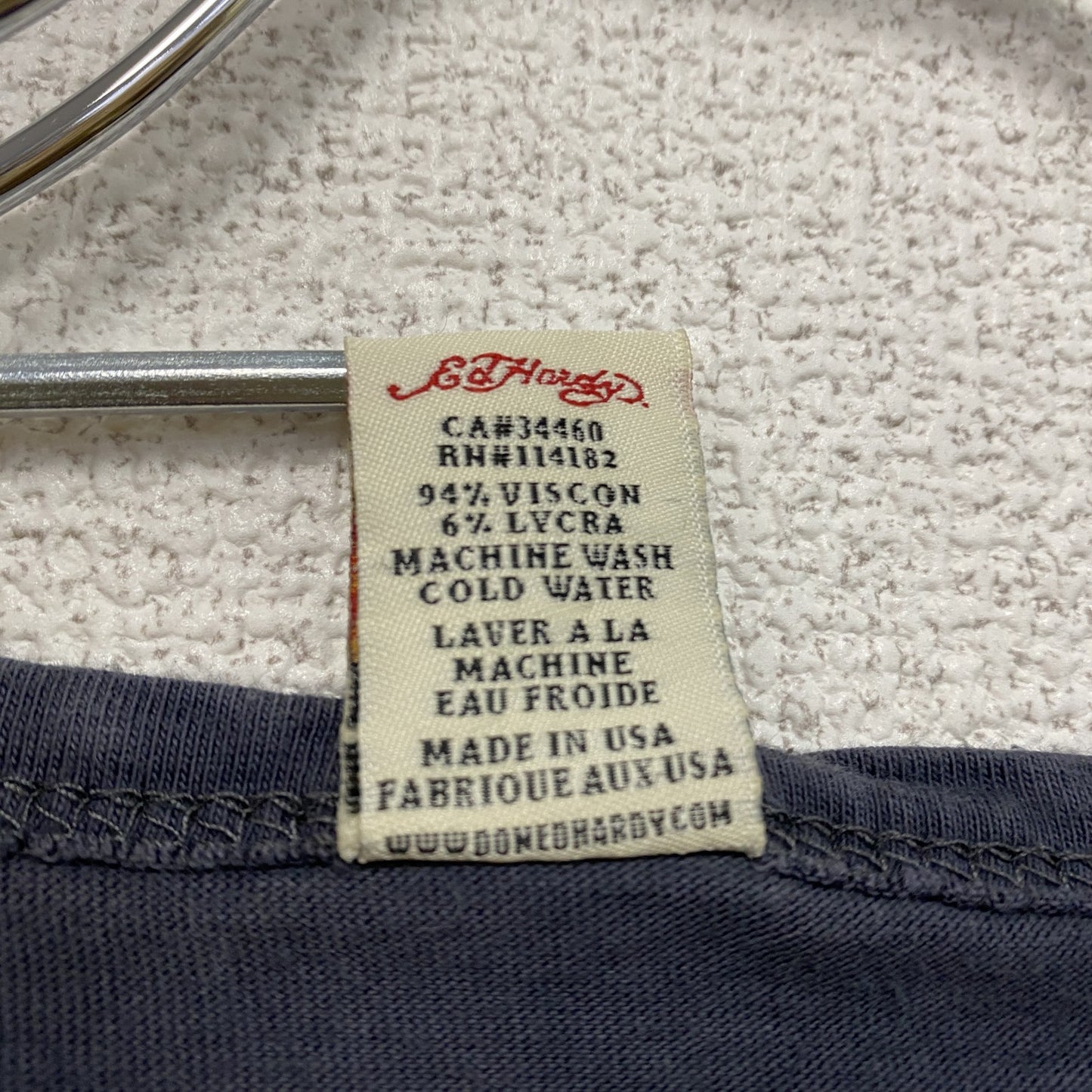 Ed Hardy エドハーディー 半袖プリントTシャツ ラメT スパンコール 紺 ネイビー Lサイズ