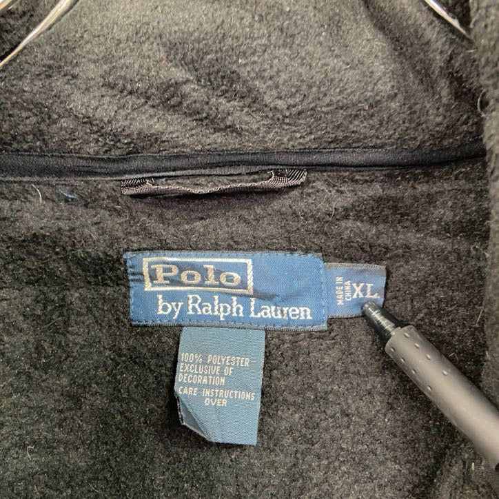 90s Polo by Ralph Lauren ラルフローレン フリース切替ブルゾン 黒 ブラック XLサイズ