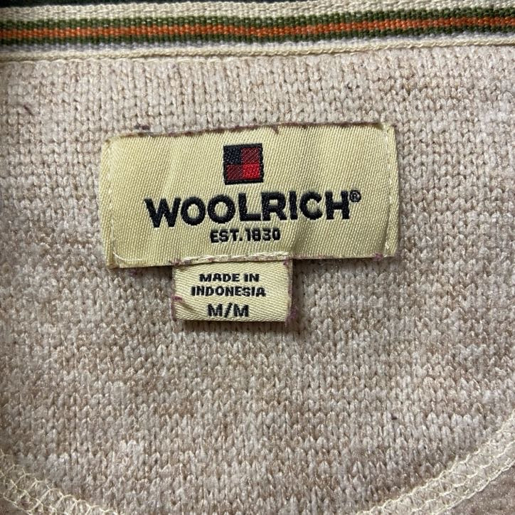 古着 used WOOLRICH ウールリッチ 長袖ハーフジップフリースジャケット ハイネック ベージュ グランパコア Mサイズ