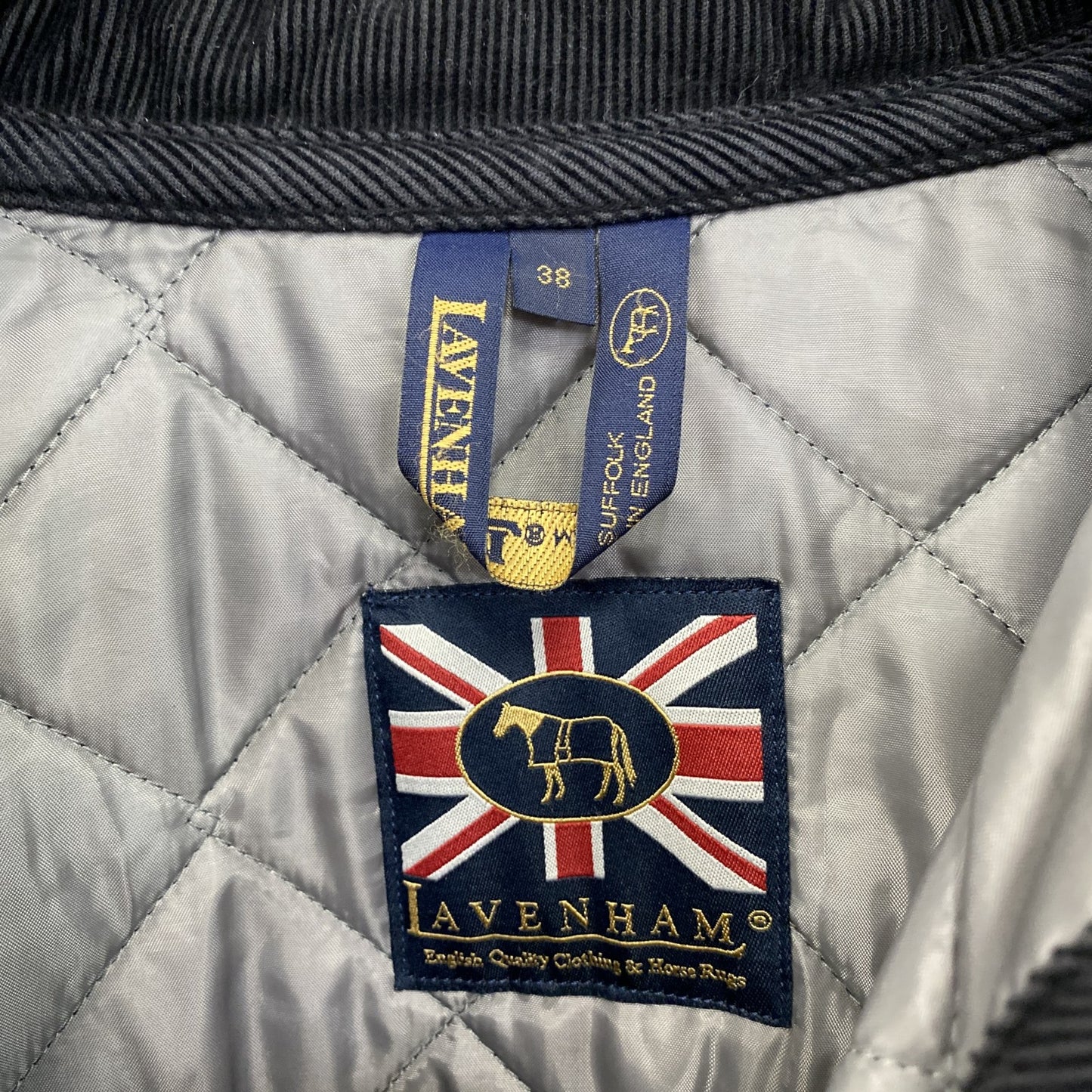 LAVENHAM ラベンハム WOOL DENHAM キルティングジャケット 中綿入り 灰色 グレー 38サイズ