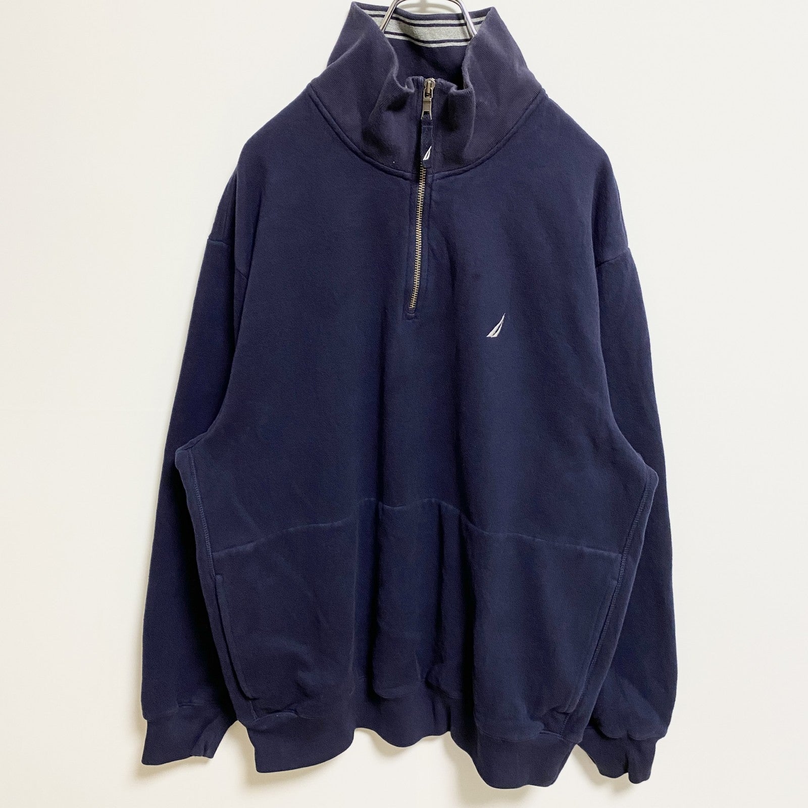 NAUTICA ノーティカ　長袖ハーフジップスウェット　トレーナー　ネイビー　紺　ビックシルエット　XLサイズ　古着