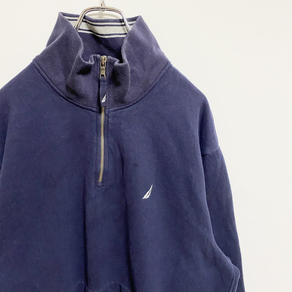 NAUTICA ノーティカ　長袖ハーフジップスウェット　トレーナー　ネイビー　紺　ビックシルエット　XLサイズ　古着