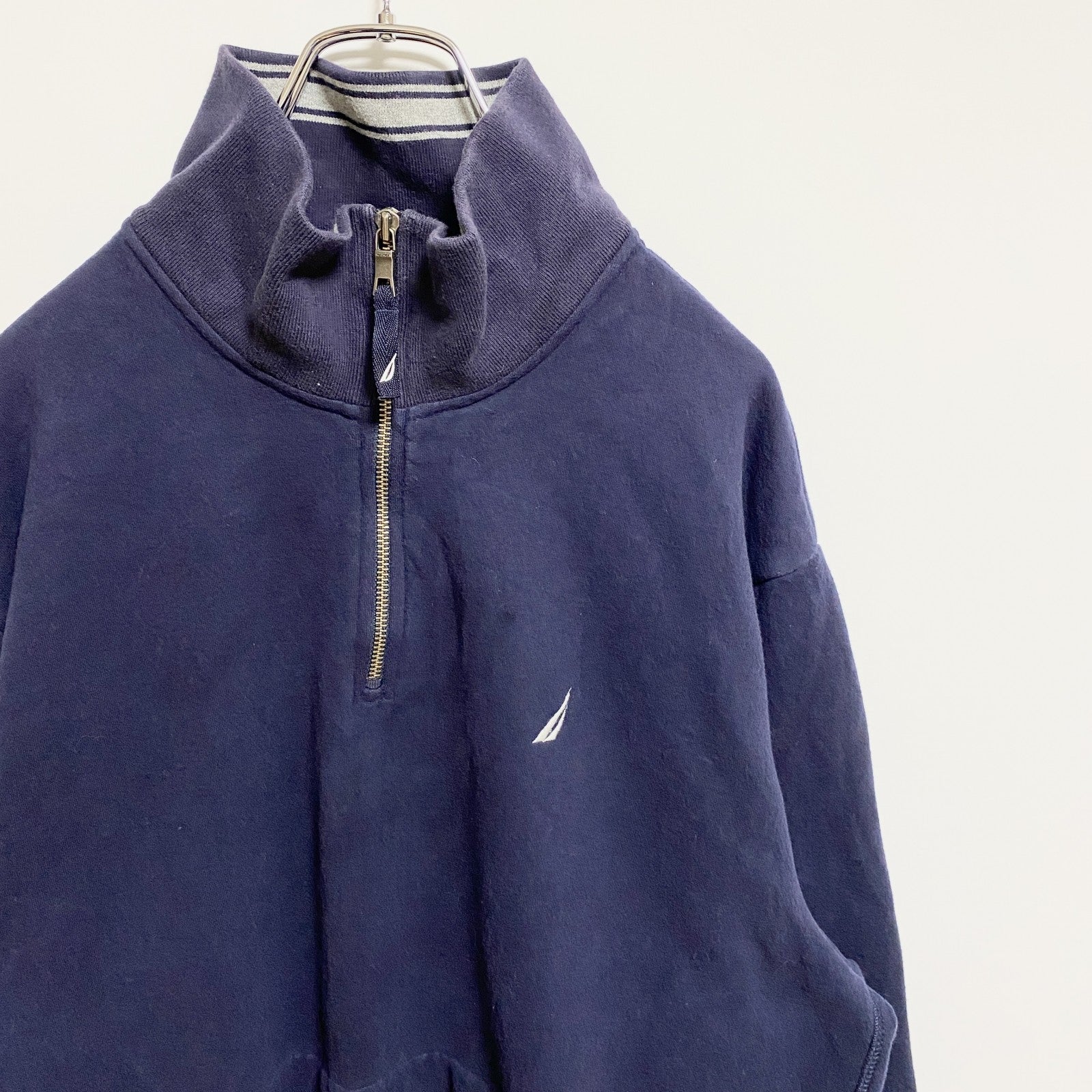 NAUTICA ノーティカ　長袖ハーフジップスウェット　トレーナー　ネイビー　紺　ビックシルエット　XLサイズ　古着