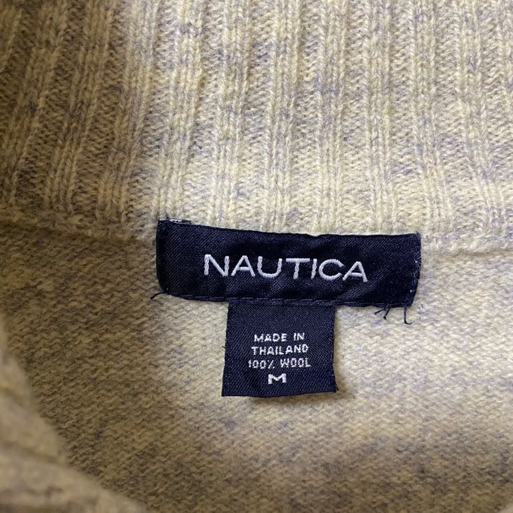 古着 used　NAUTICA ノーティカ　長袖ハーフシップニット　セーター　アーガイル柄　ハイネック　秋冬服　Mサイズ