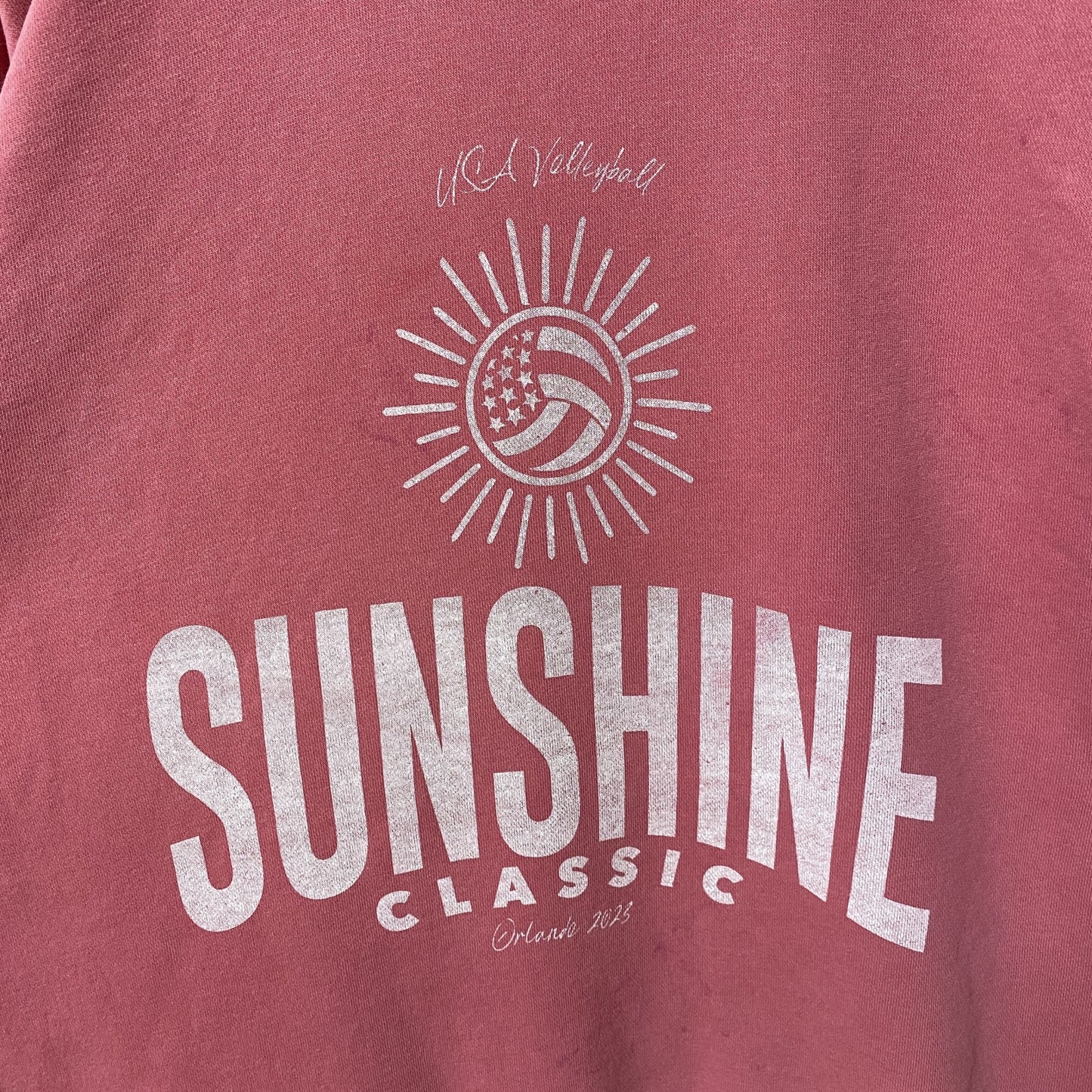 古着 used　INDEPENDENT　長袖プリントスウェット　トレーナー　SUNSHINE　ピンク　クルーネック　Mサイズ