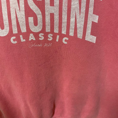 古着 used　INDEPENDENT　長袖プリントスウェット　トレーナー　SUNSHINE　ピンク　クルーネック　Mサイズ