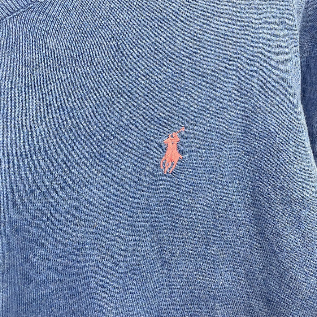 Polo by Ralph Lauren　ラルフローレン　コットンニットセーター　青　ブルー　Mサイズ　古着