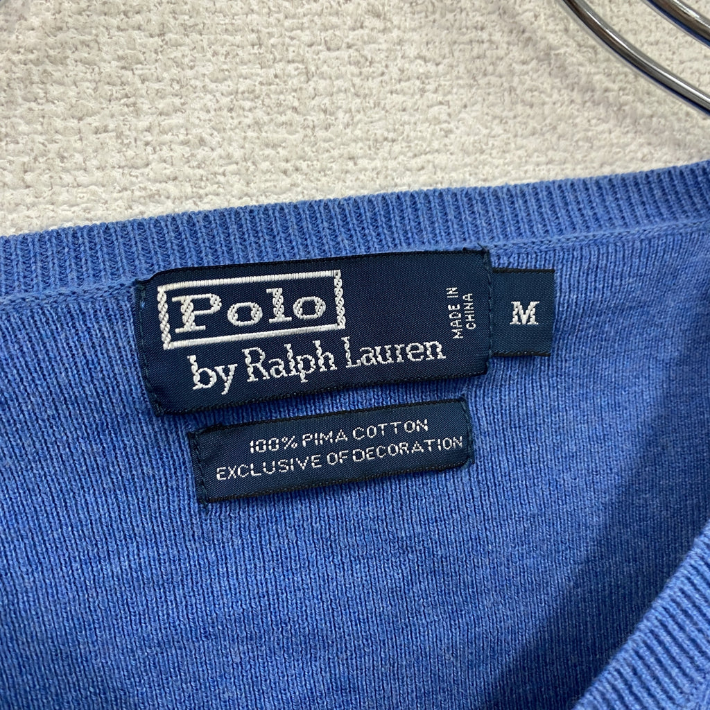 Polo by Ralph Lauren　ラルフローレン　コットンニットセーター　青　ブルー　Mサイズ　古着