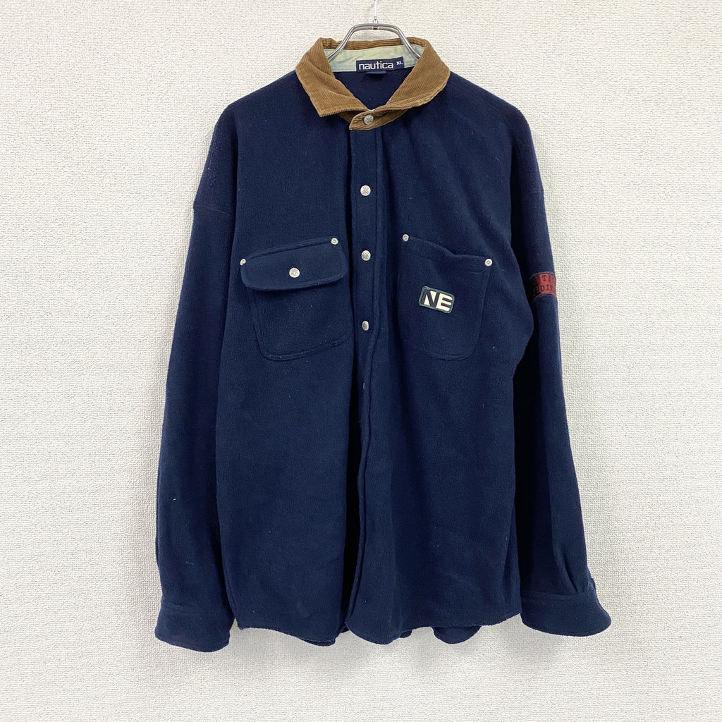 NAUTICA　ノーティカ　フルボタンフリースジャケット　紺　ネイビー　XLサイズ　古着