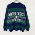 UNITED COLORS OF BENETTON　ウールニットセーター　緑　グリーン　紺　ネイビー　古着