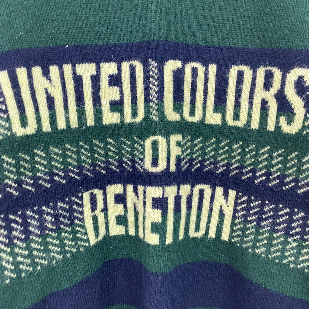 UNITED COLORS OF BENETTON　ウールニットセーター　緑　グリーン　紺　ネイビー　古着