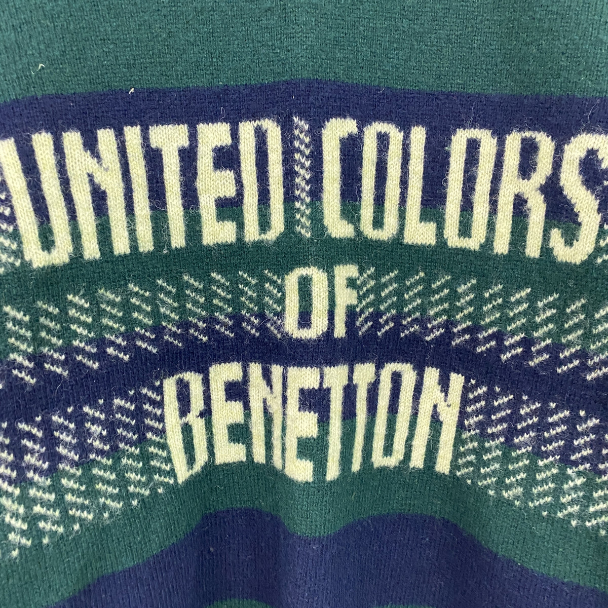 UNITED COLORS OF BENETTON　ウールニットセーター　緑　グリーン　紺　ネイビー　古着