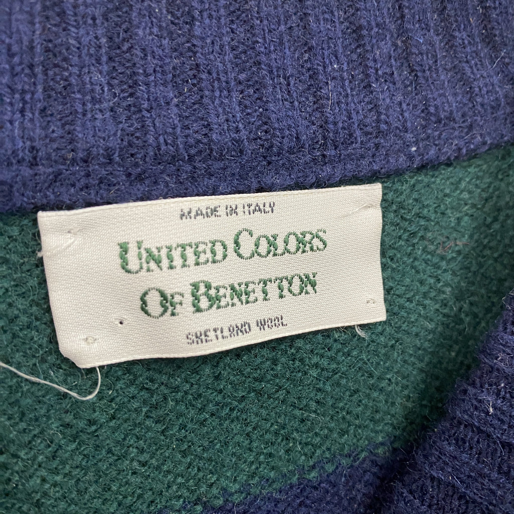 UNITED COLORS OF BENETTON　ウールニットセーター　緑　グリーン　紺　ネイビー　古着