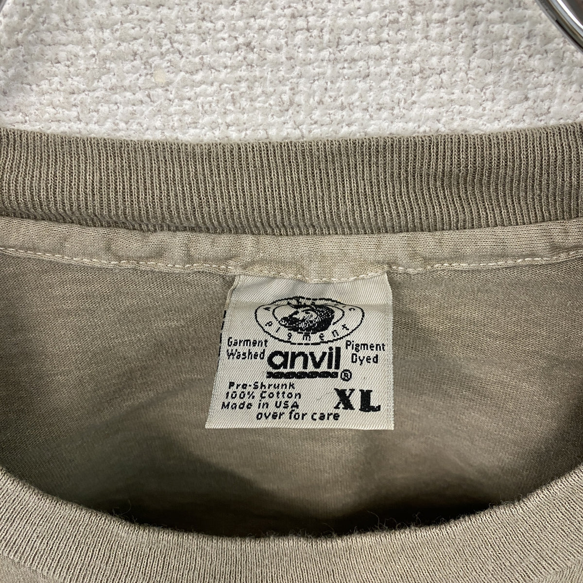 anvil　アンビル　半袖プリントTシャツ　シングルステッチ　ヴィンテージ　茶色　ブラウン　XLサイズ　古着