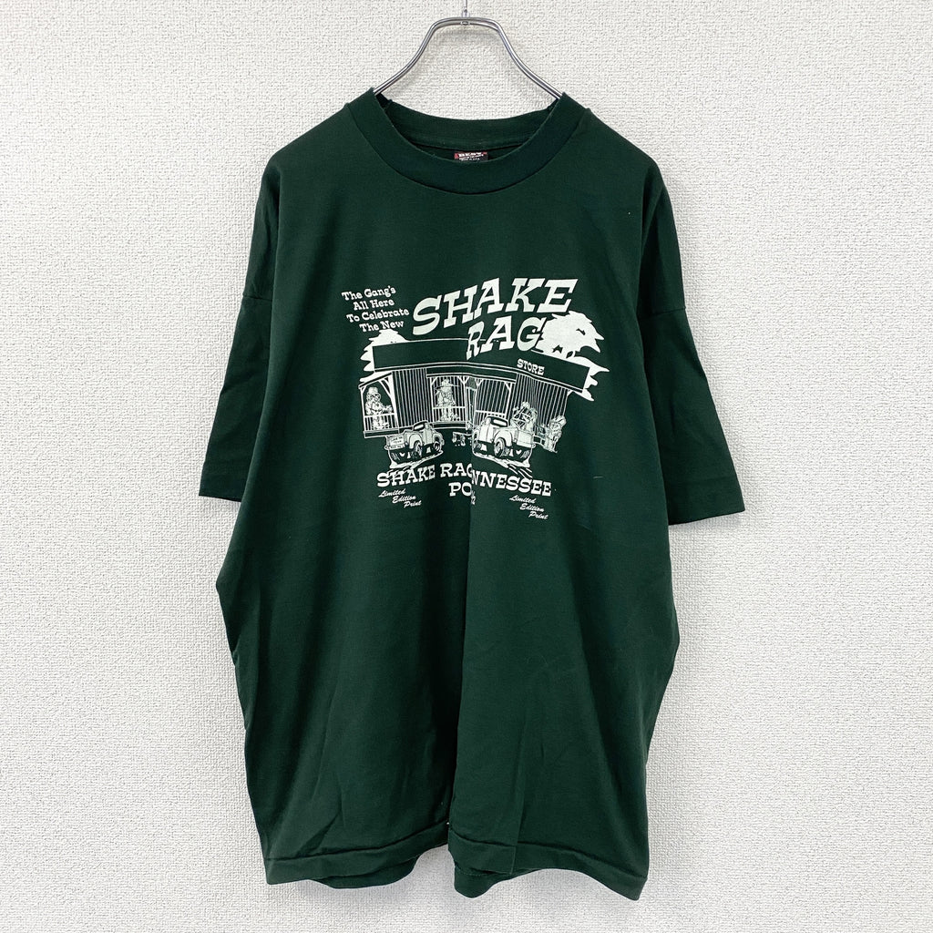FRUIT OF THE LOOM　フルーツオブザルーム　半袖プリントTシャツ　シングルステッチ　ヴィンテージ　緑　グリーン　2XLサイズ　古着