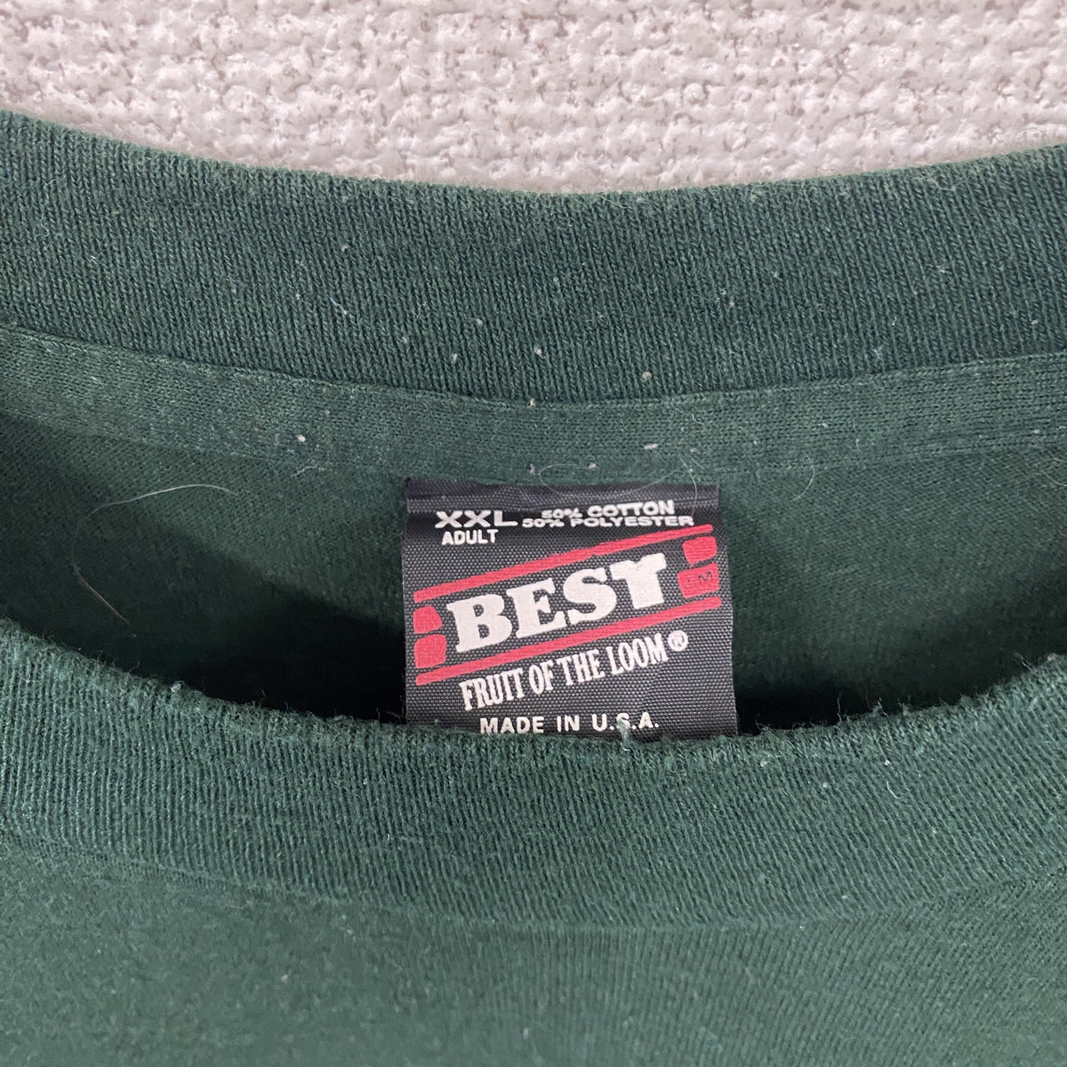 FRUIT OF THE LOOM　フルーツオブザルーム　半袖プリントTシャツ　シングルステッチ　ヴィンテージ　緑　グリーン　2XLサイズ　古着