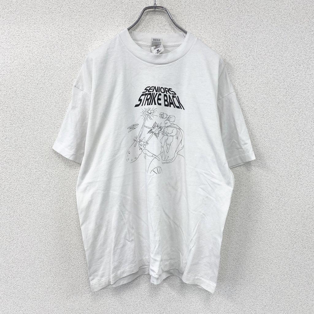 FRUIT OF THE LOOM　フルーツオブザルーム　半袖プリントTシャツ　シングルステッチ　ヴィンテージ　白　ホワイト　XLサイズ カットソー メンズ コットン 古着